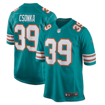 mens nike larry csonka aqua miami dolphins retired player je